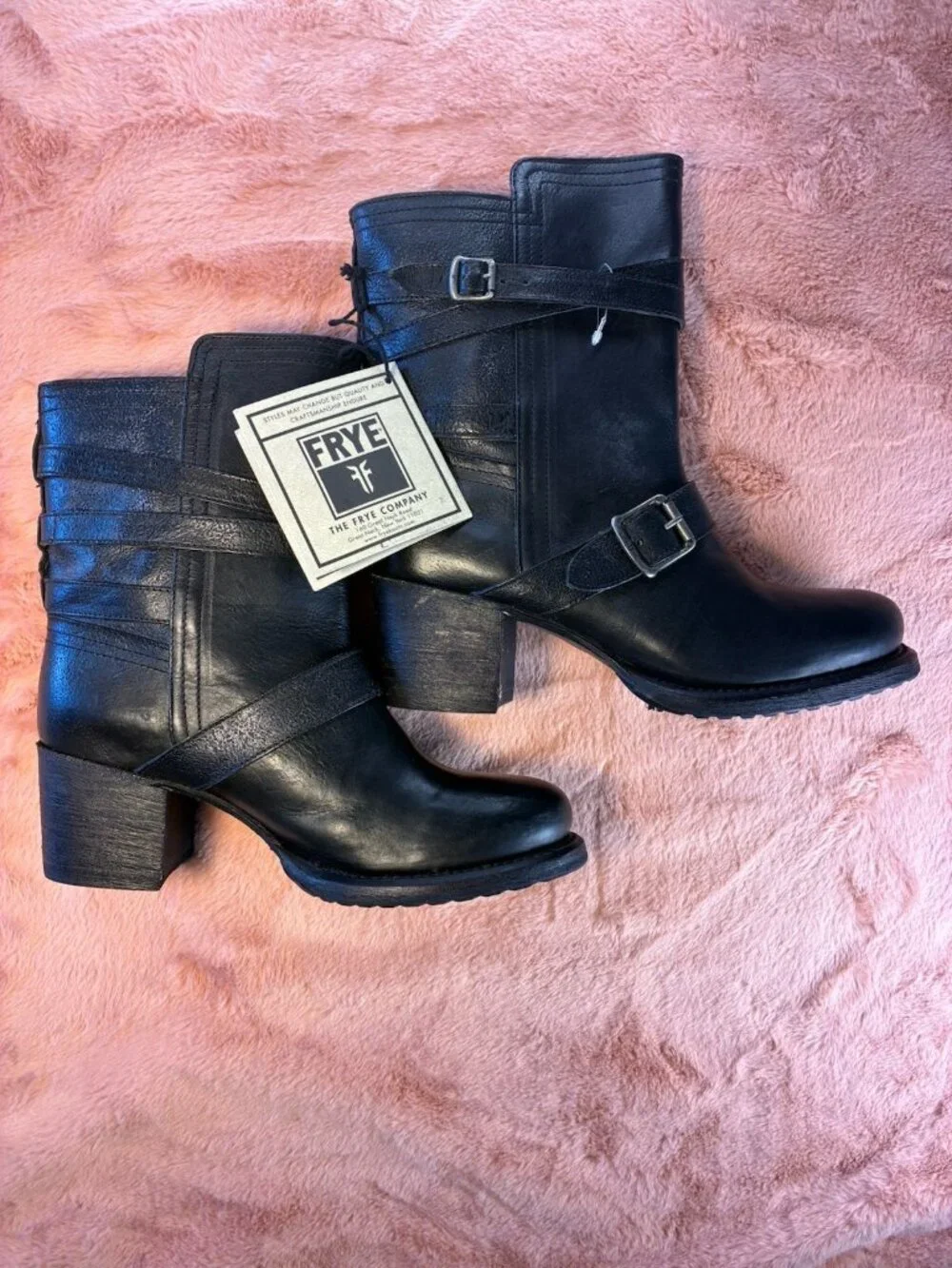 NWT Fry 76520 Vira Strap Moto Ankle Boots Black Leather Women’s 8.5 B MSRP